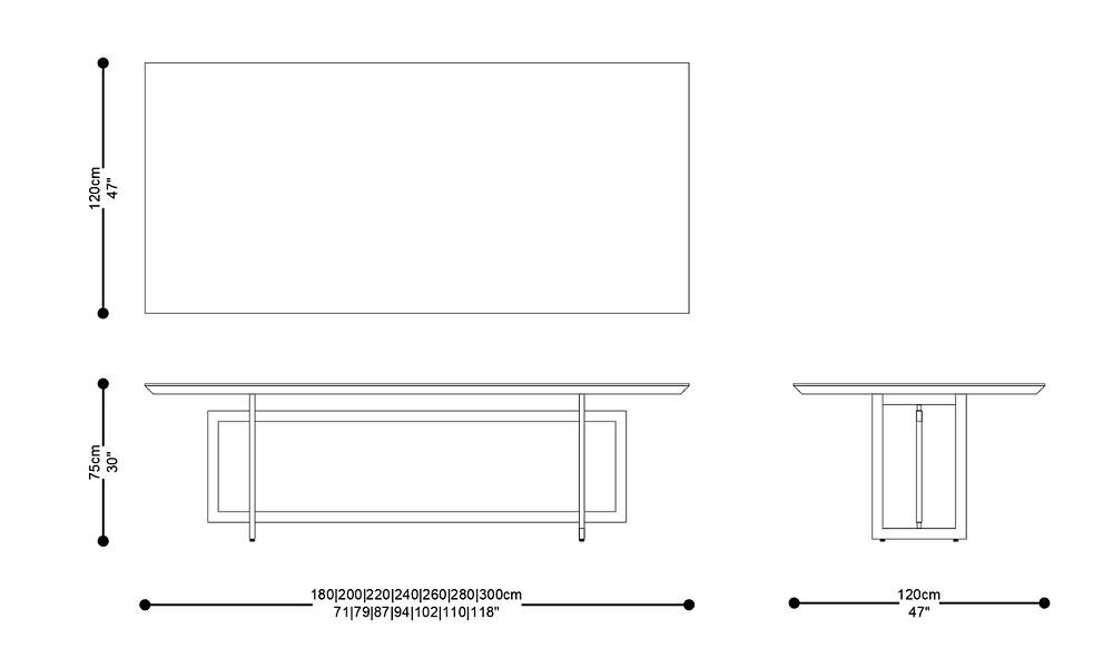 Image of the main dimensions of the product